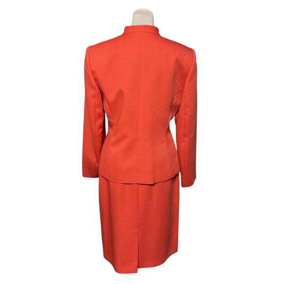 Le Suit Coral 2 Piece Blazer Jacket & Skirt Suit Set Size 4 Petite - Picture 6 of 10